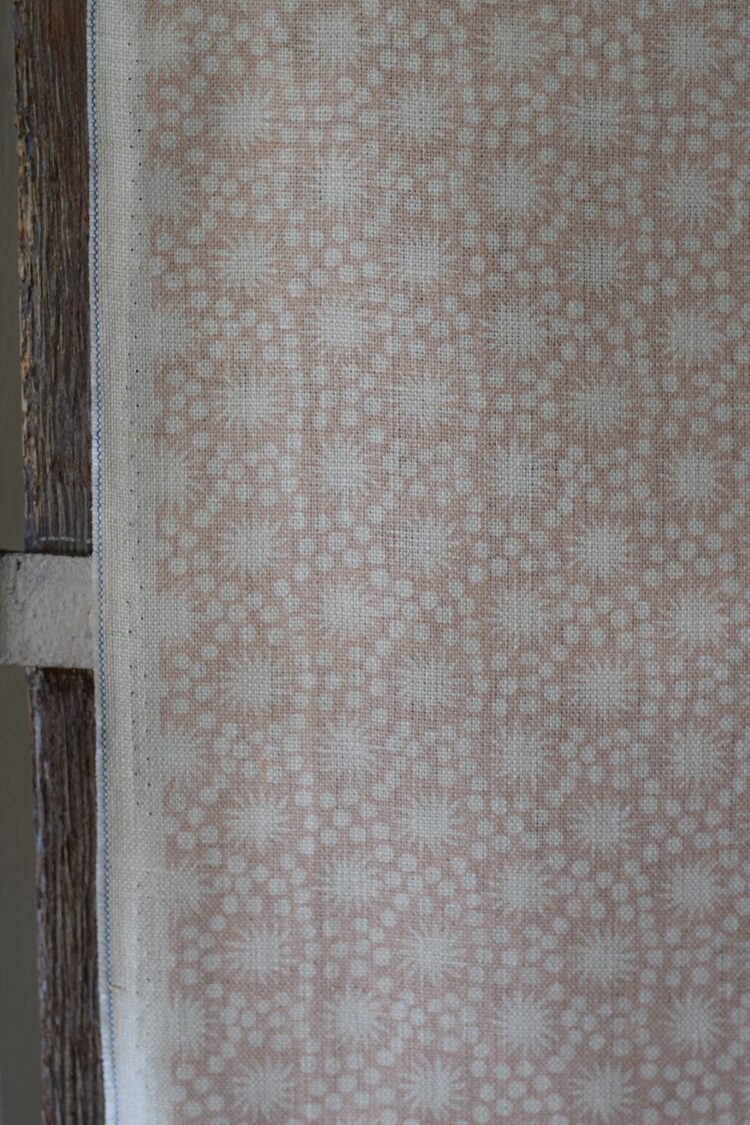 Tiny Sundance Damask Pink Blotch on Cream Linen
