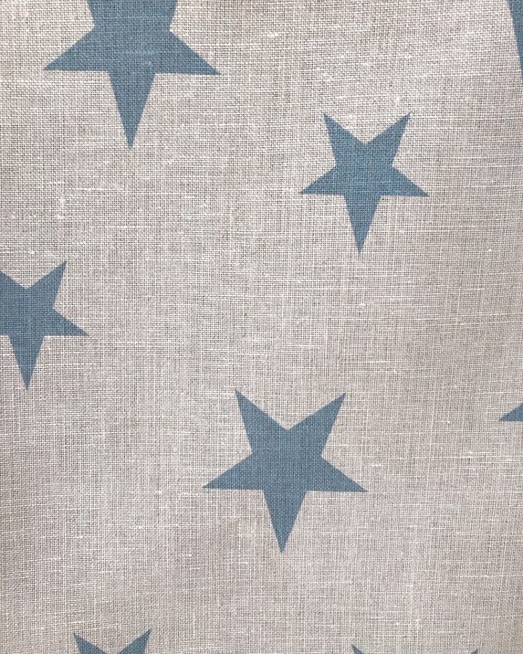 Midi Stars  ~ Old Blue on Stone Linen