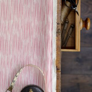Bamboo ~ Punchy Red on Double Cream Linen (rich terracotta red)