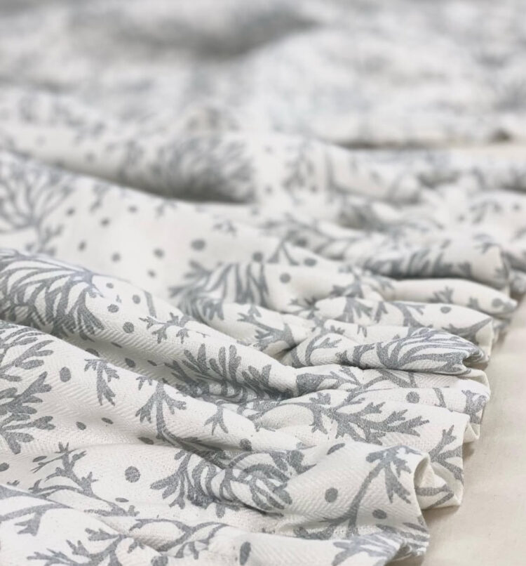 Fidra ~ Rain on Luxurious White Herringbone Linen