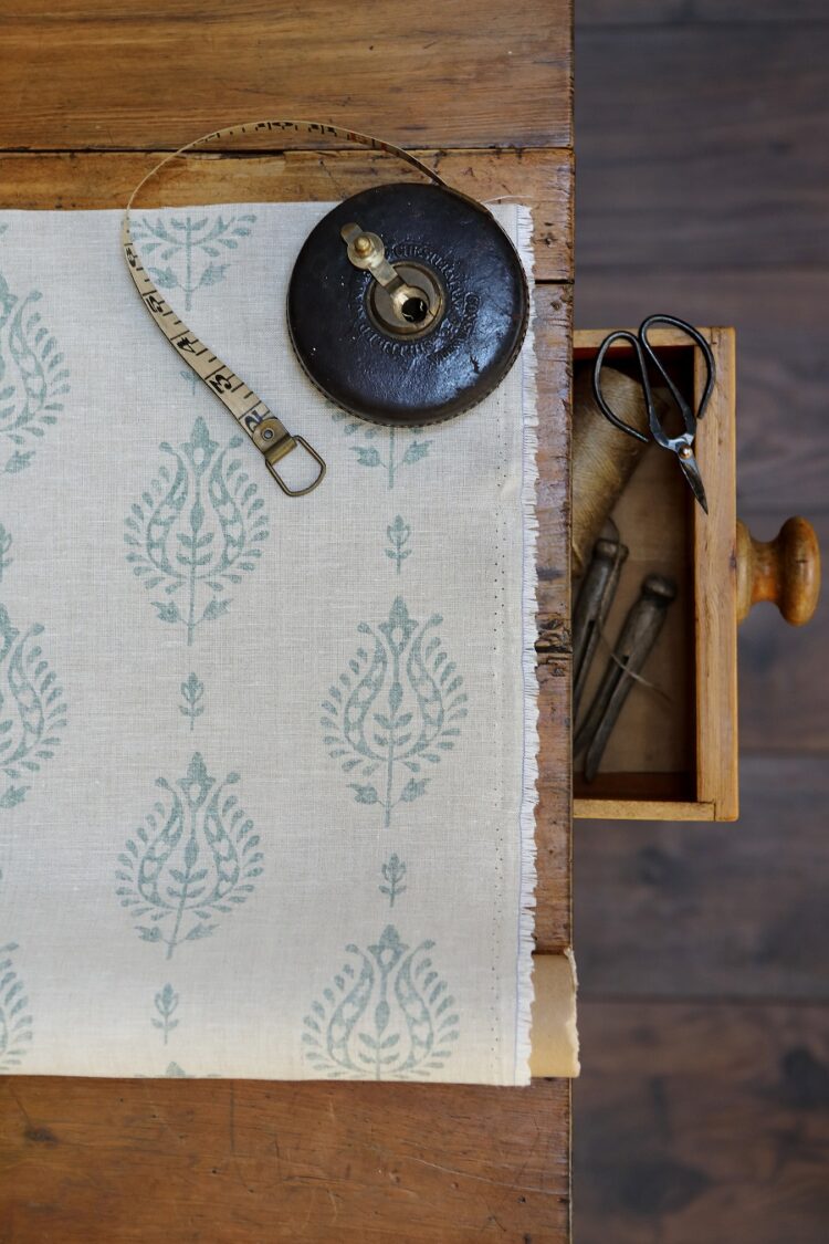 Thali ~ Teal on Stone Linen
