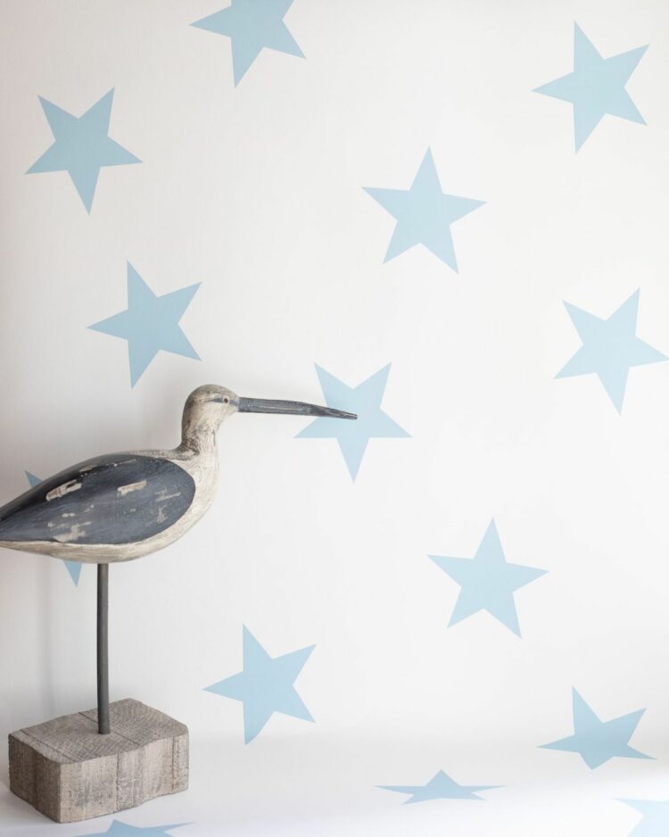 Stars in Space Cornish Blue on White Wallpaper
