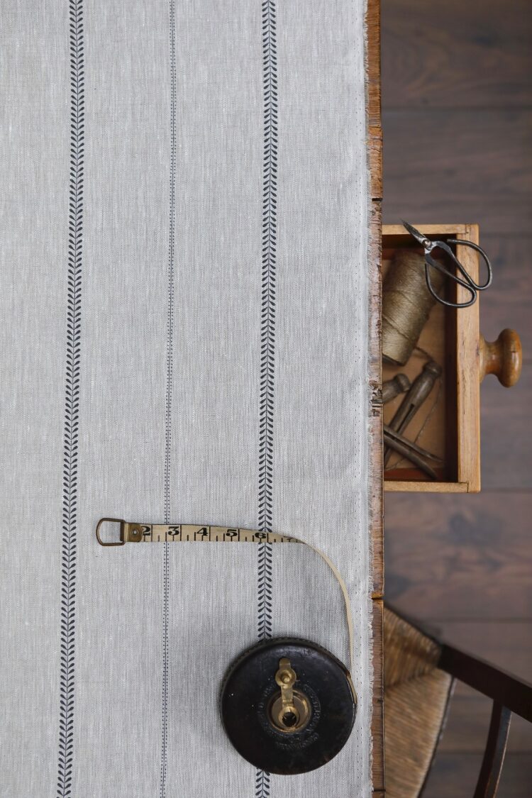 Indi Stripe Charcoal on Dune Linen