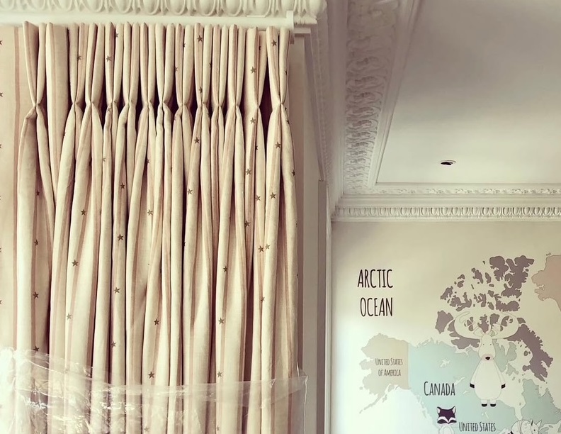 Stars and Stripes ~ Mulberry Pink & Grey on Cream Linen - Image 3