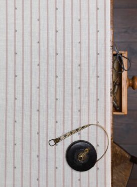 Stars and Stripes ~ Mulberry Pink & Grey on Cream Linen