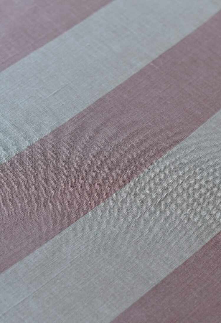 Broadstripe Vertical ~ Chalk Pink on Stone Linen