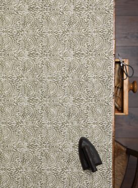 India ~ Olive Green Blotch on Stone Linen