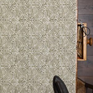 India ~ Olive Green Blotch on Stone Linen