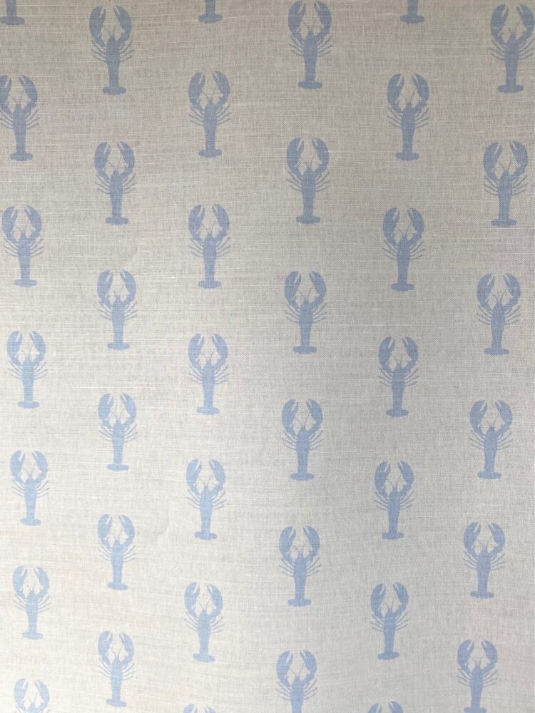 The Lobster Pot ~ Pale Blue on White Linen Union