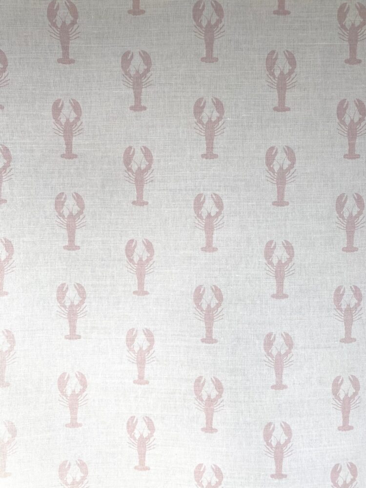 The Lobster Pot ~ Pale Pink Icing Positive on White Linen Union
