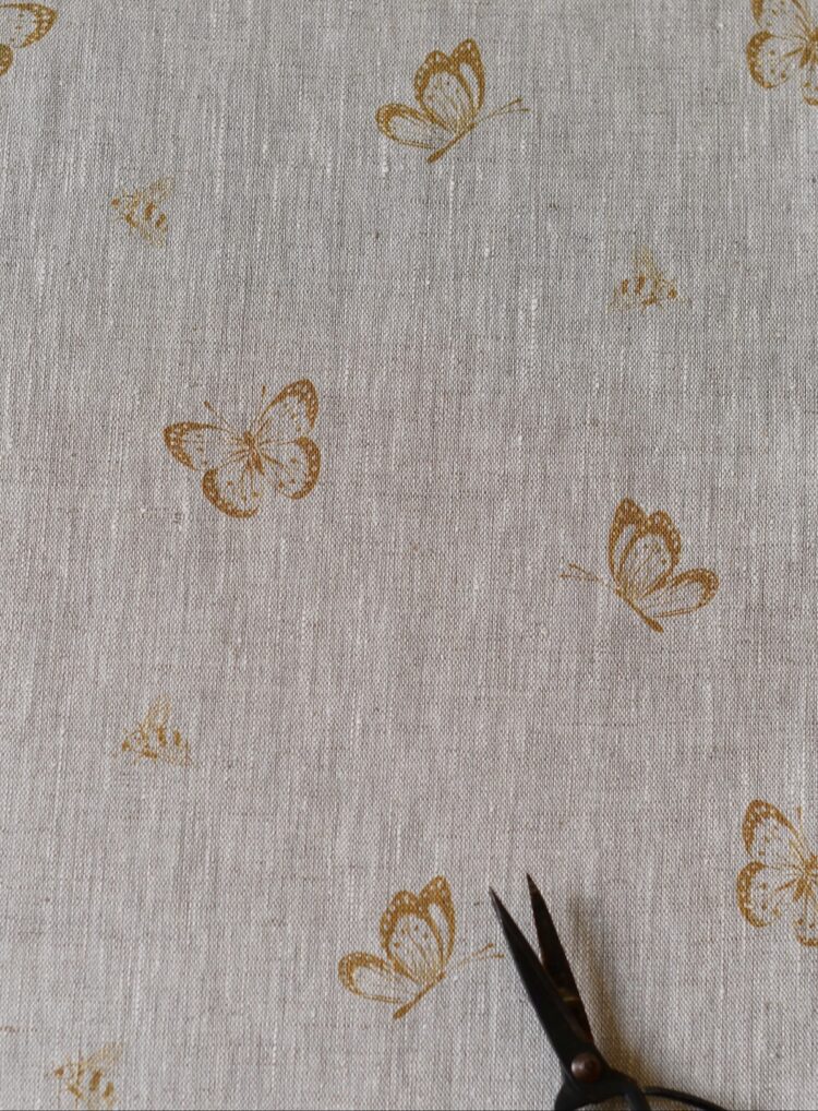 Bee and Butterfly in Gorse on Dune Linen
