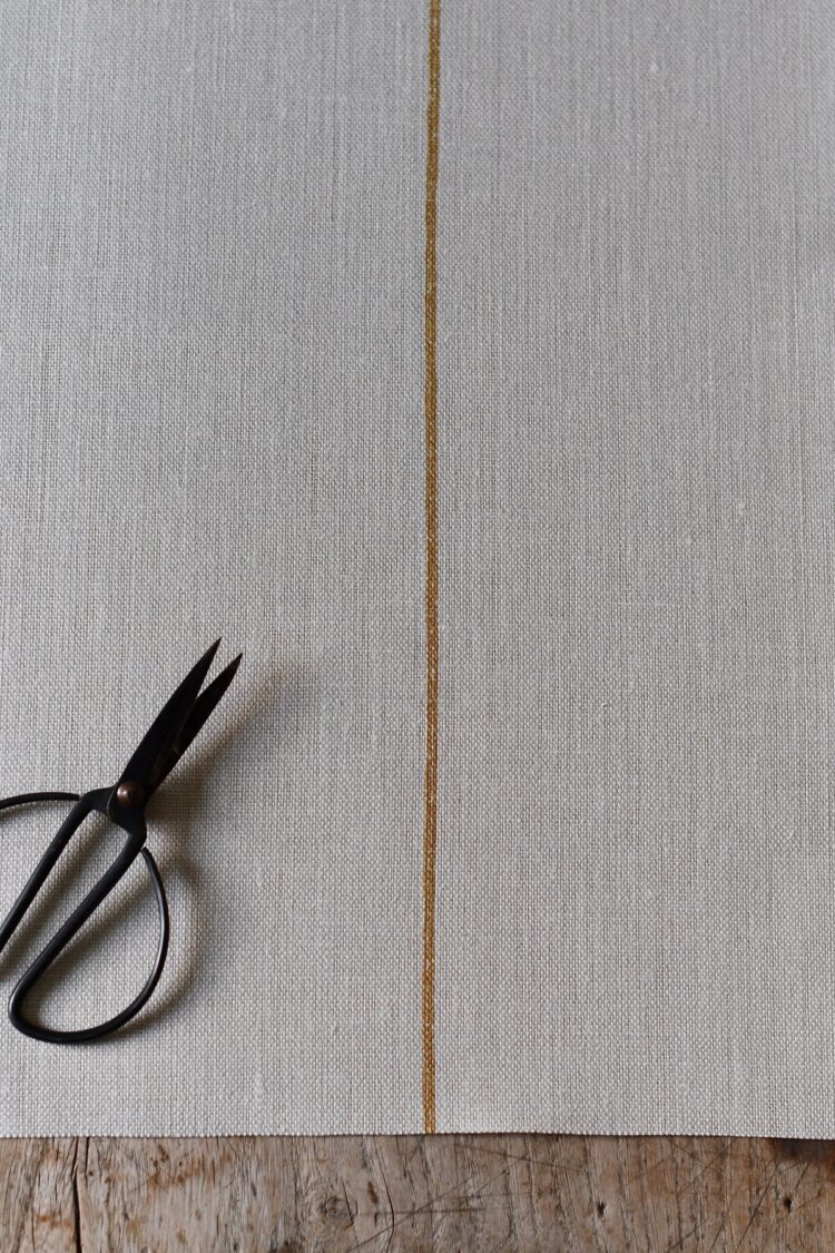 Flint Stripe ~ Gorse on Chunky Grainsack Linen