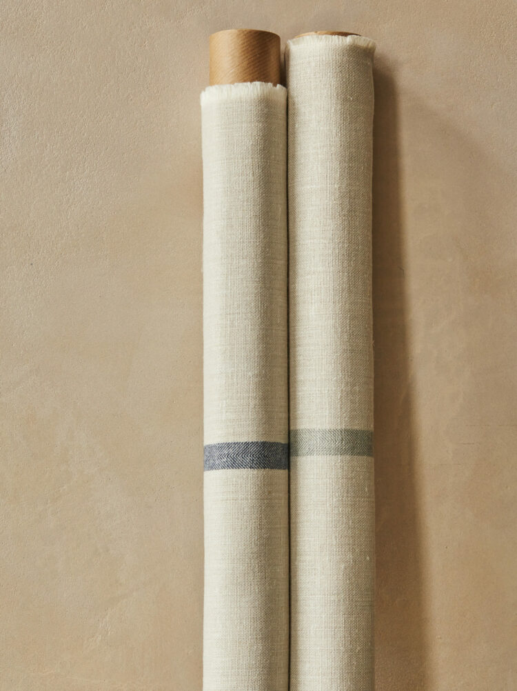 The Capri Stripe ~ Driftwood Grey on Grainsack Linen