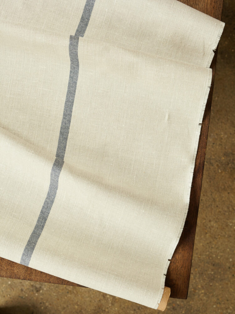 The Capri Stripe ~ Inky Blue on Grainsack Linen