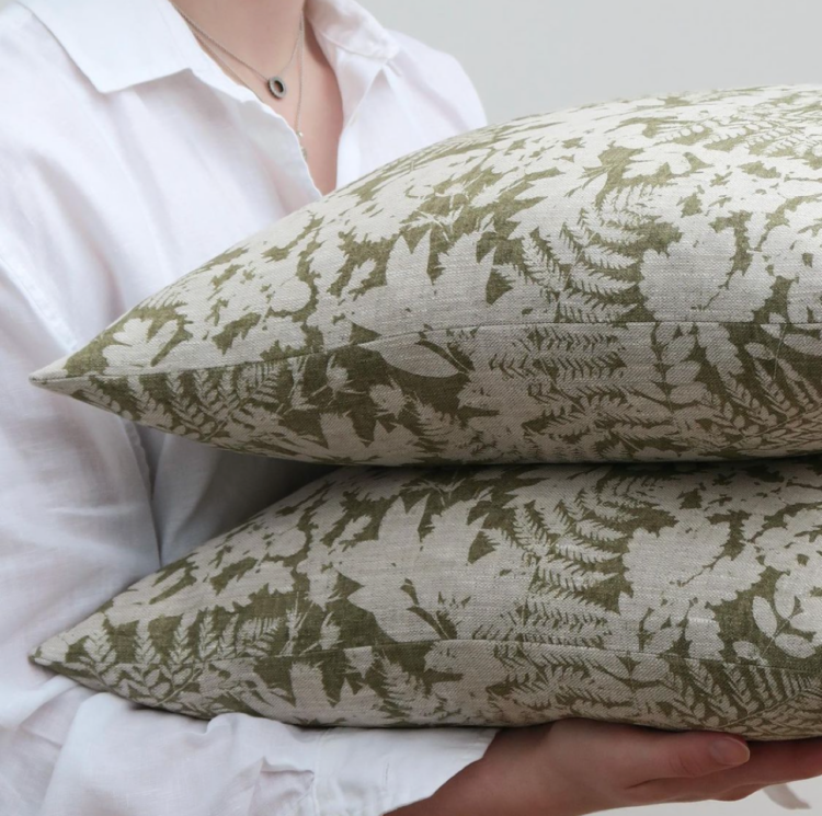 Woodland in Olive on Dune Linen