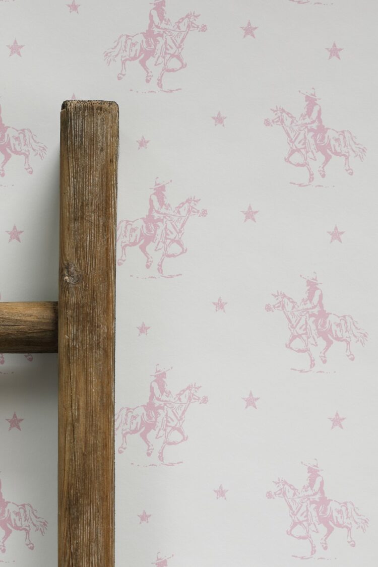 Vintage Cowboys Large Wallpaper Blush