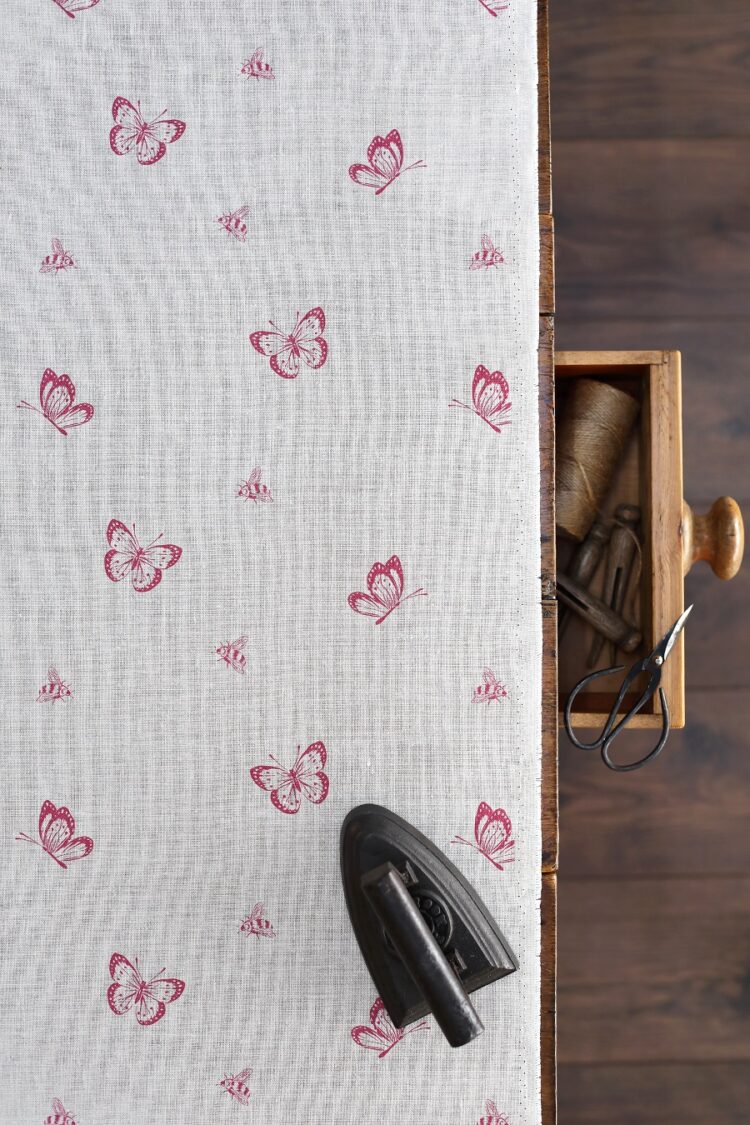 Bee and Butterfly in Ripple on Stone Linen