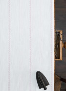 Indi Stripe Blush Pink on Chunky White Linen Union