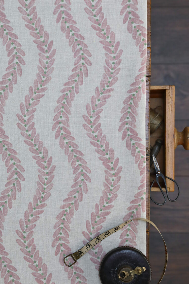 Willow Chalk Pink and Pea Pod on Stone Linen
