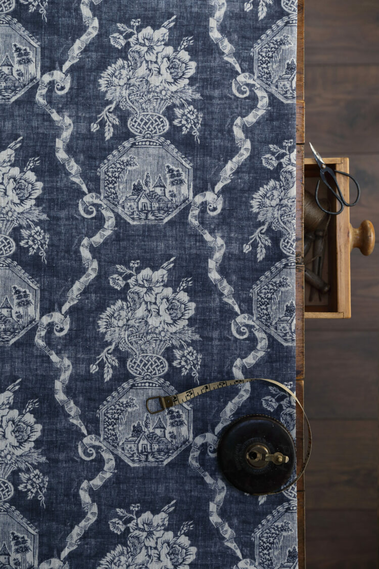 Greta ~ Inky Blue on Dune Linen