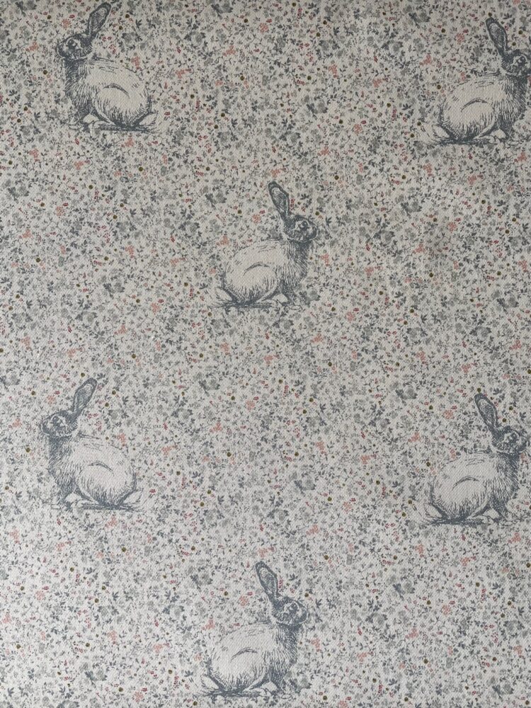 Delilah's Rabbit ~ Slate Blue & Lime on Recycled Cotton