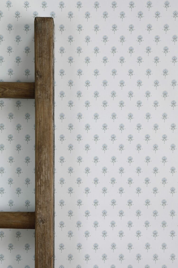 Ottillie Wallpaper Green and Blue on Cream