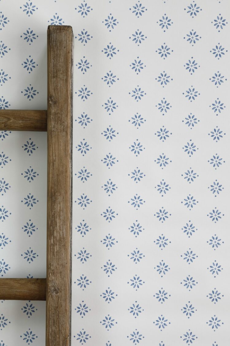 Riad Wallpaper Cornflower Blue on Cream