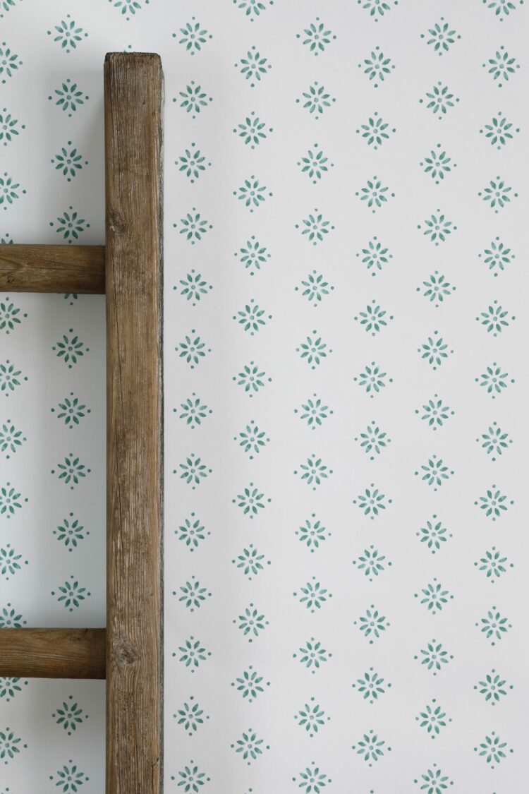 Riad Wallpaper Teal on Cream