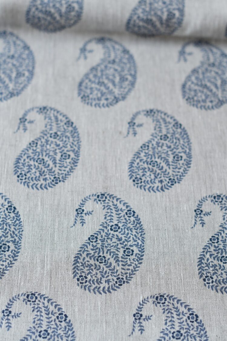 Kashmir Squid Ink on Dune Linen