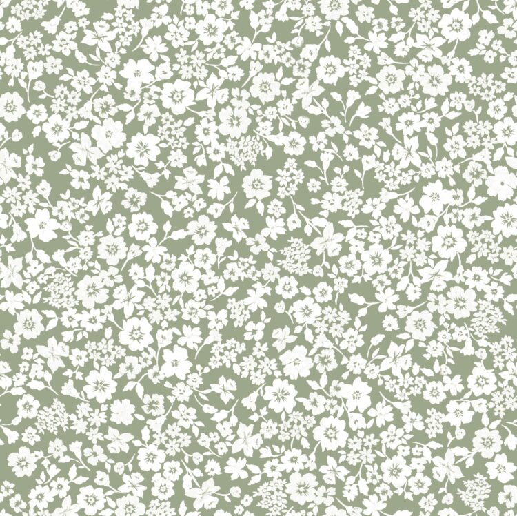 Sugarplum Daisy in Grey Green Wallpaper