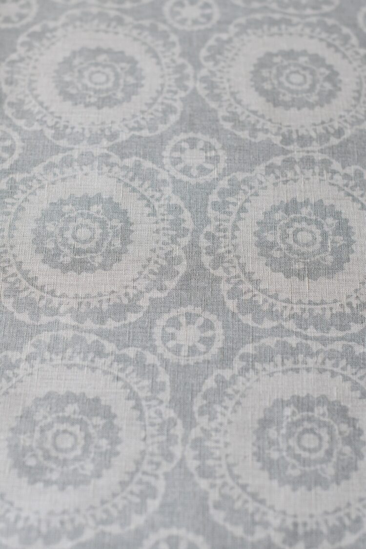 Suzanni Opal Blue Blotch on Ivory Linen