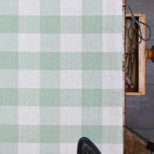 Check Large or Small ~ Soft Sagey Greens on Ivory or Cream Linen