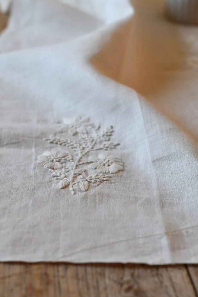 Florentine Embroidery on Ivory Linen (small quantities in stock, larger runs are made to order)