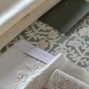 Antibes Grande Eucalyptus Green Blotch on Ivory Linen - Image 2