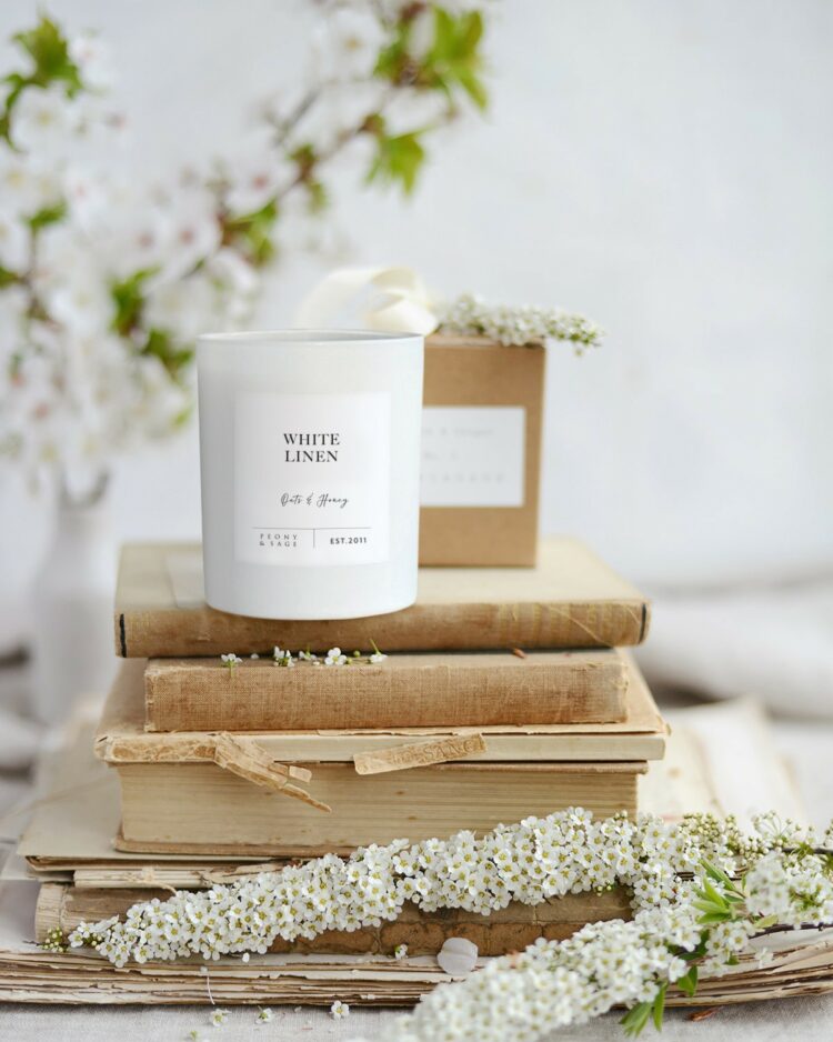 Large White Glass Tumbler WHITE LINEN ~ Oat & Honey ON SALE