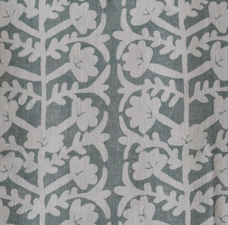 Antibes Grande Eucalyptus Green Blotch on Ivory Linen