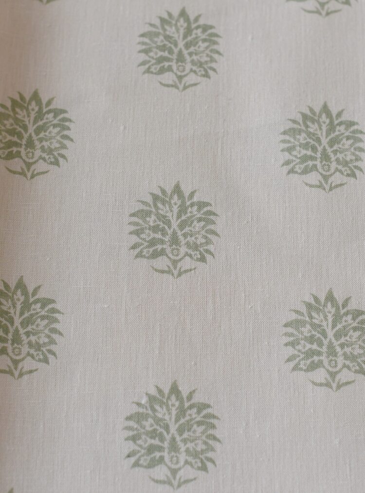 Sameera Large Sage Green on Ivory Linen
