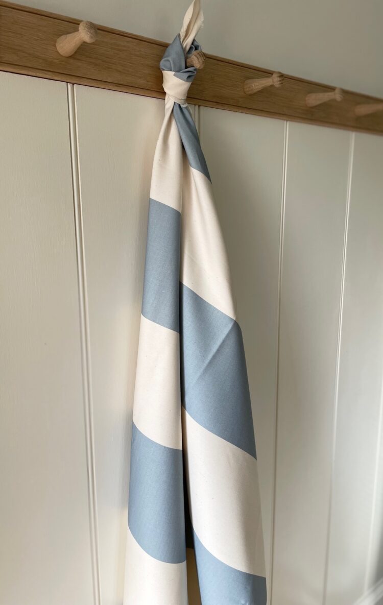 Bateau Broadstripe Vertical 6 inch on Cream Recycled Cotton ~ Dark Blue Grey