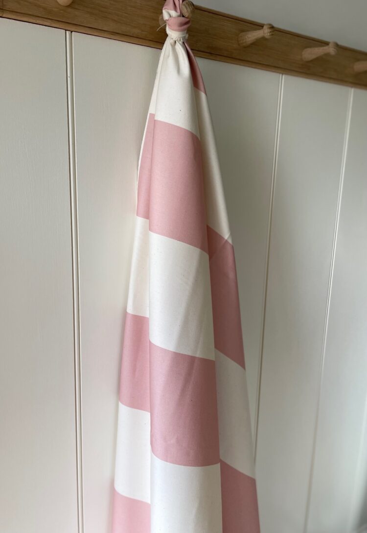 Bateau Broadstripe Vertical 6 inch on Cream Recycled Cotton ~ Chalk Pink