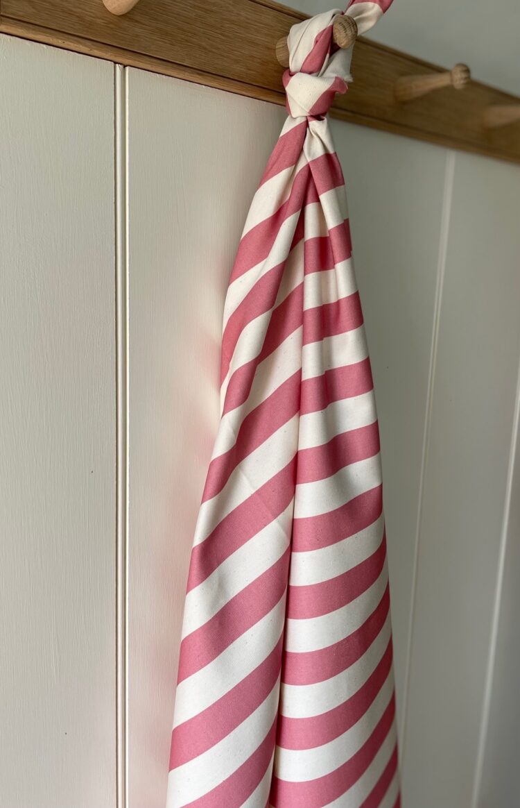 Summer Stripe {Vertical} on Cream Recycled Cotton ~ Berry Pink