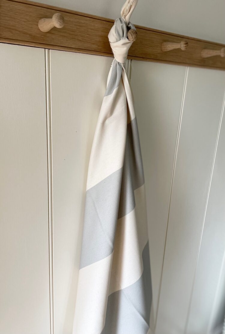 Bateau Broadstripe Vertical 6 inch on Cream Recycled Cotton ~ Bamburgh Blue