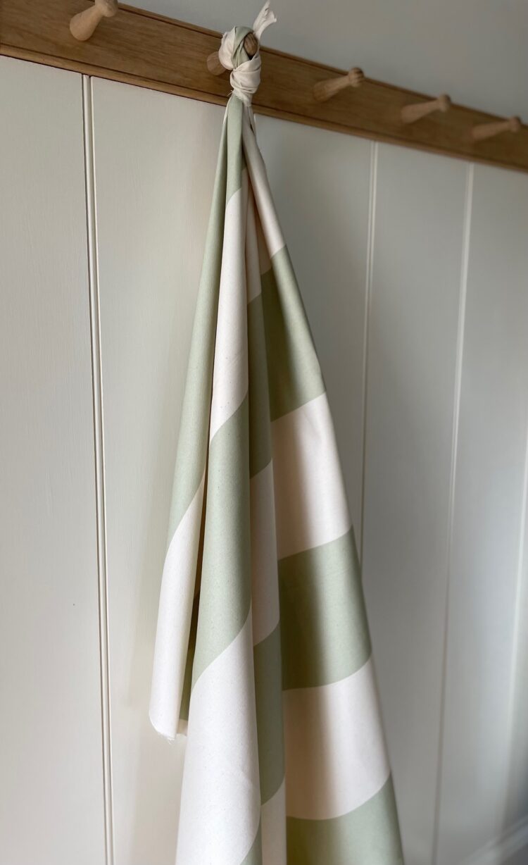 Bateau Broadstripe Vertical 6 inch on Cream Recycled Cotton ~ Sage Green