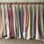 Summer Stripe {Vertical} on Cream Recycled Cotton ~ Olive - Image 3