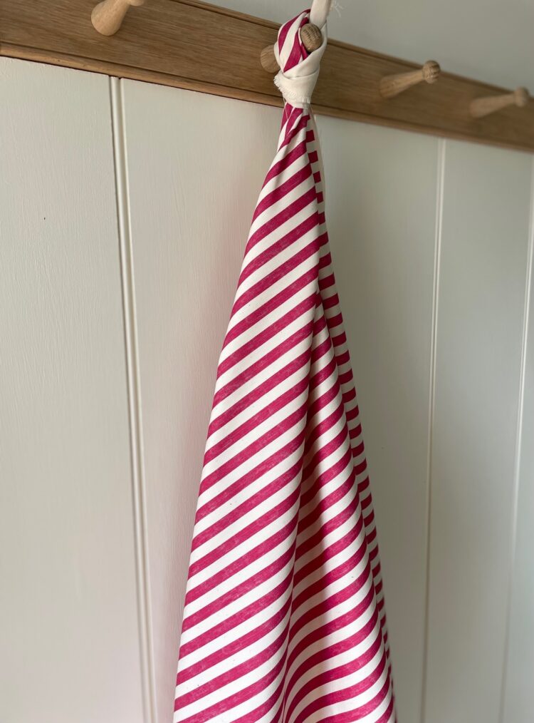 Punch + Judy Stripes on Cream Recycled Cotton ~ Jemima Red