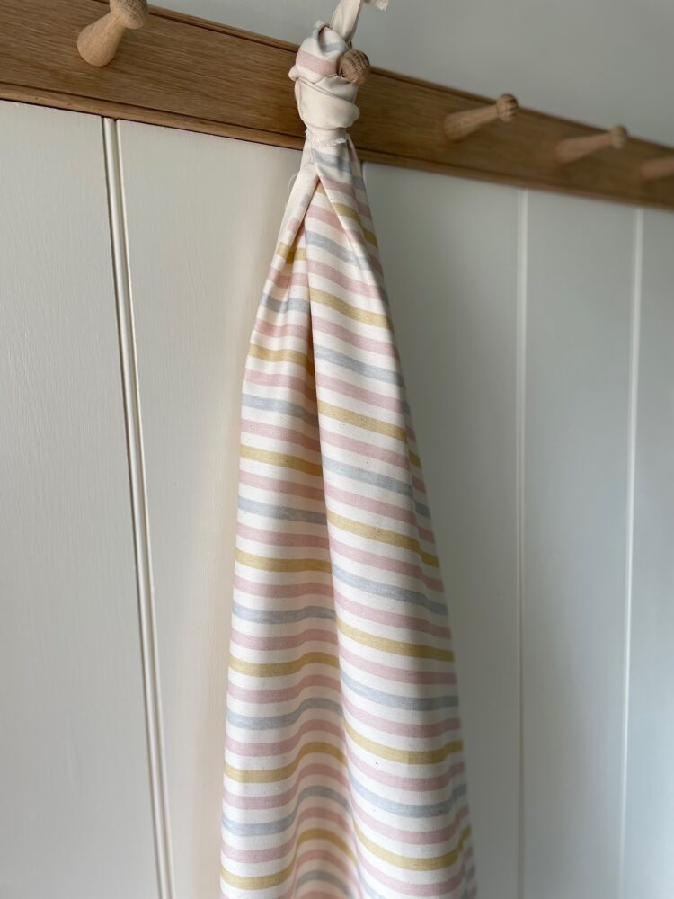 Punch + Judy Stripes on Cream Recycled Cotton ~ Multi PASTEL {Sand, Parma and Chalk Pink}
