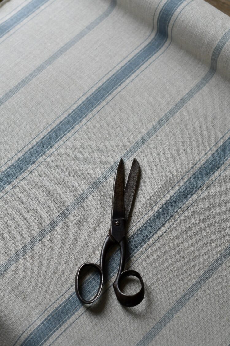 Sorrento Stripe {Single Colour} Blue Gray on Chunky Linen