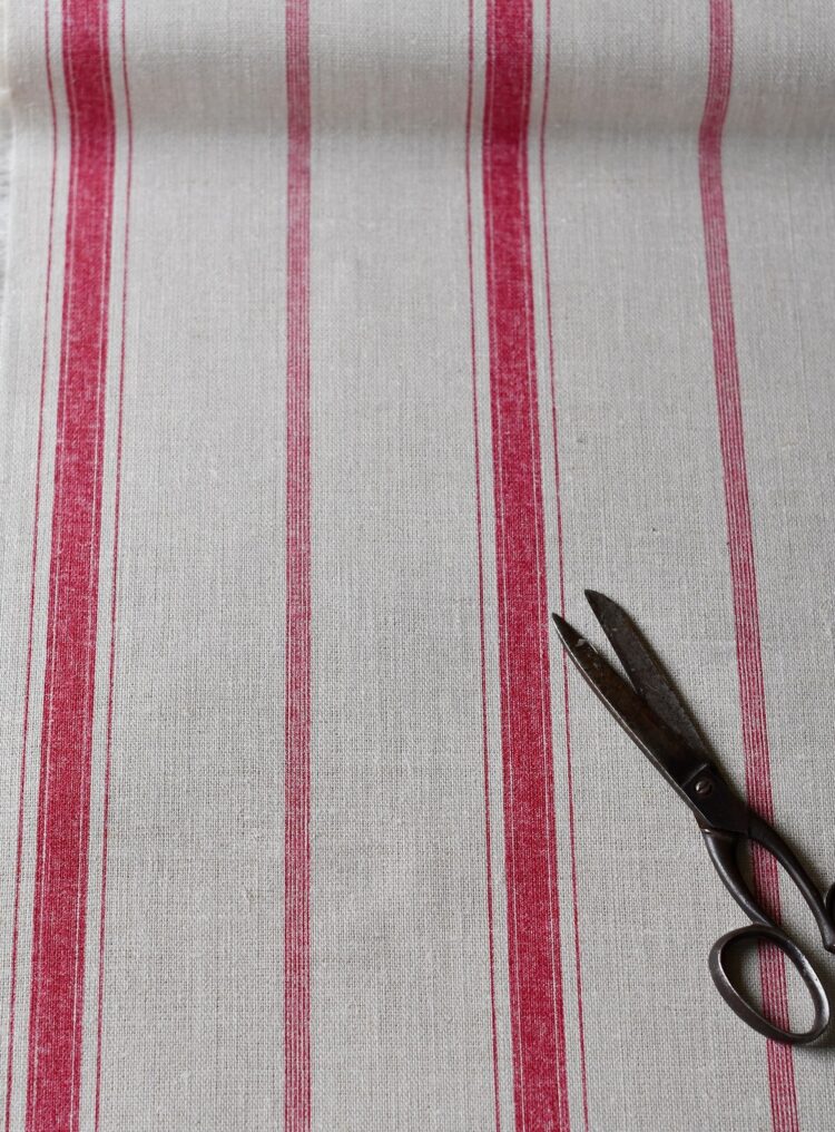 Sorrento Stripe {Single Colour} Mia's Red on Chunky Linen