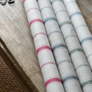 Sorrento Stripe {Single Colour} Storm Grey on Oyster White Herringbone Linen - Image 2