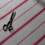 Sorrento Stripe {Single Colour} Mia's Red on Chunky Linen - Image 3