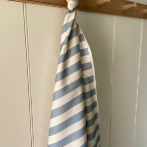 Summer Stripe {Vertical} on Cream Recycled Cotton ~ Dark Blue Gray